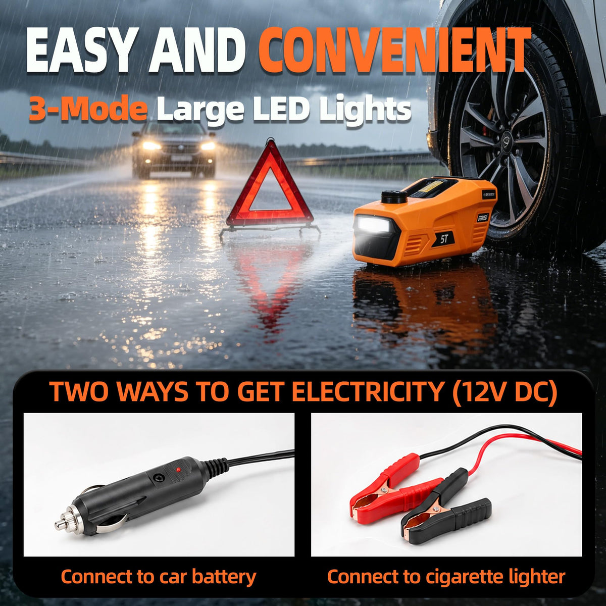 5 Ton 12V Electric Car Jack Kit with Impact Wrench and Tire Inflator Pump G68542