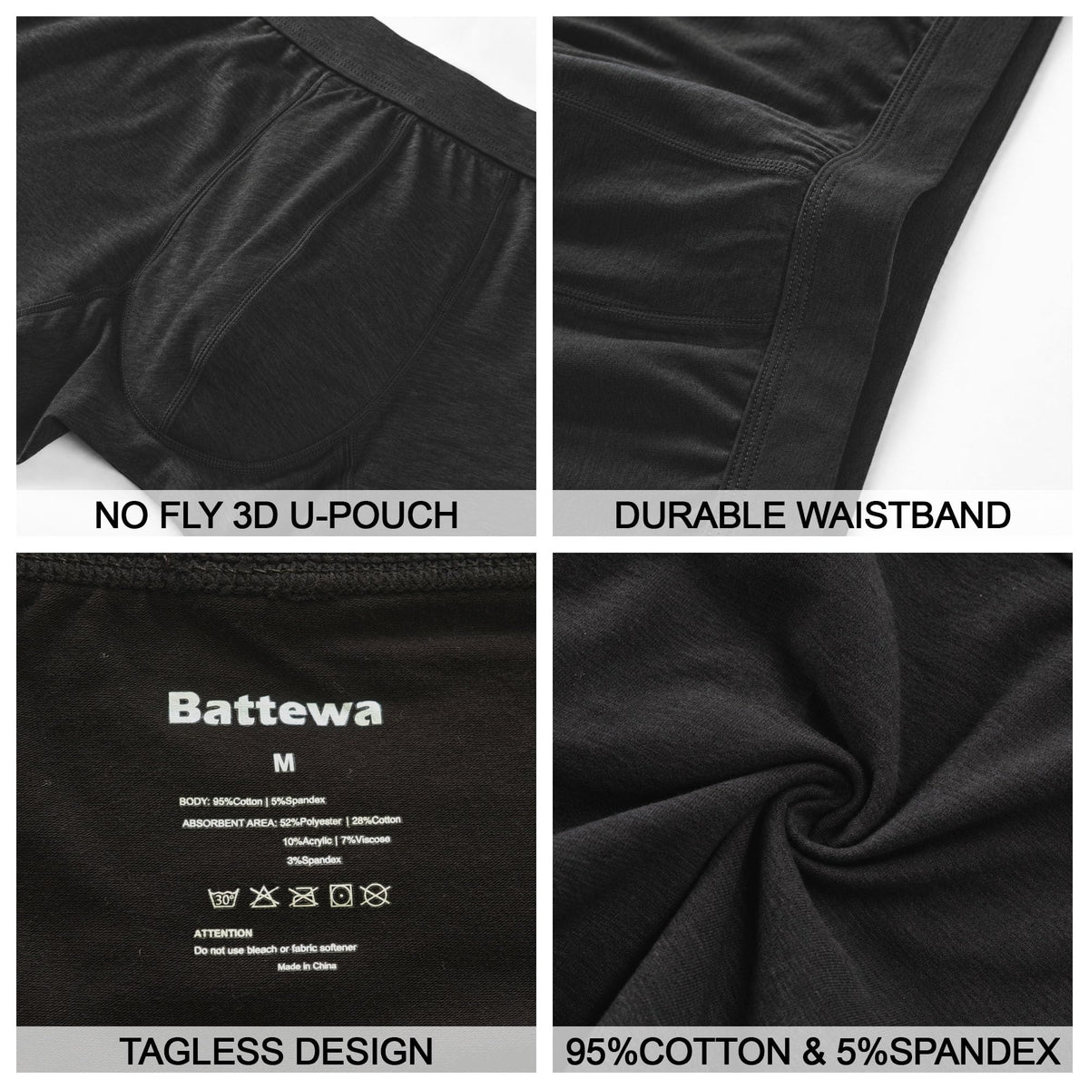 Mens Washable Incontinence Underwear 50ml Absorbent 4XL J549