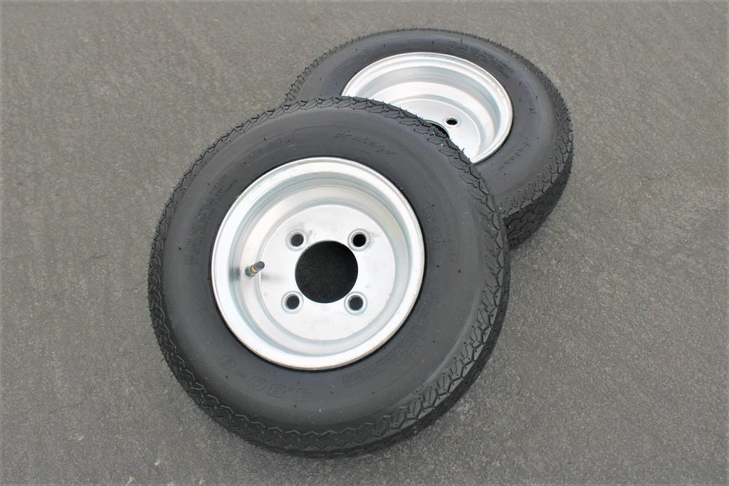4.80-8 Trailer Tire & Wheel, 6 Ply, 4 Lug Galvanized, Set of 2 X1843