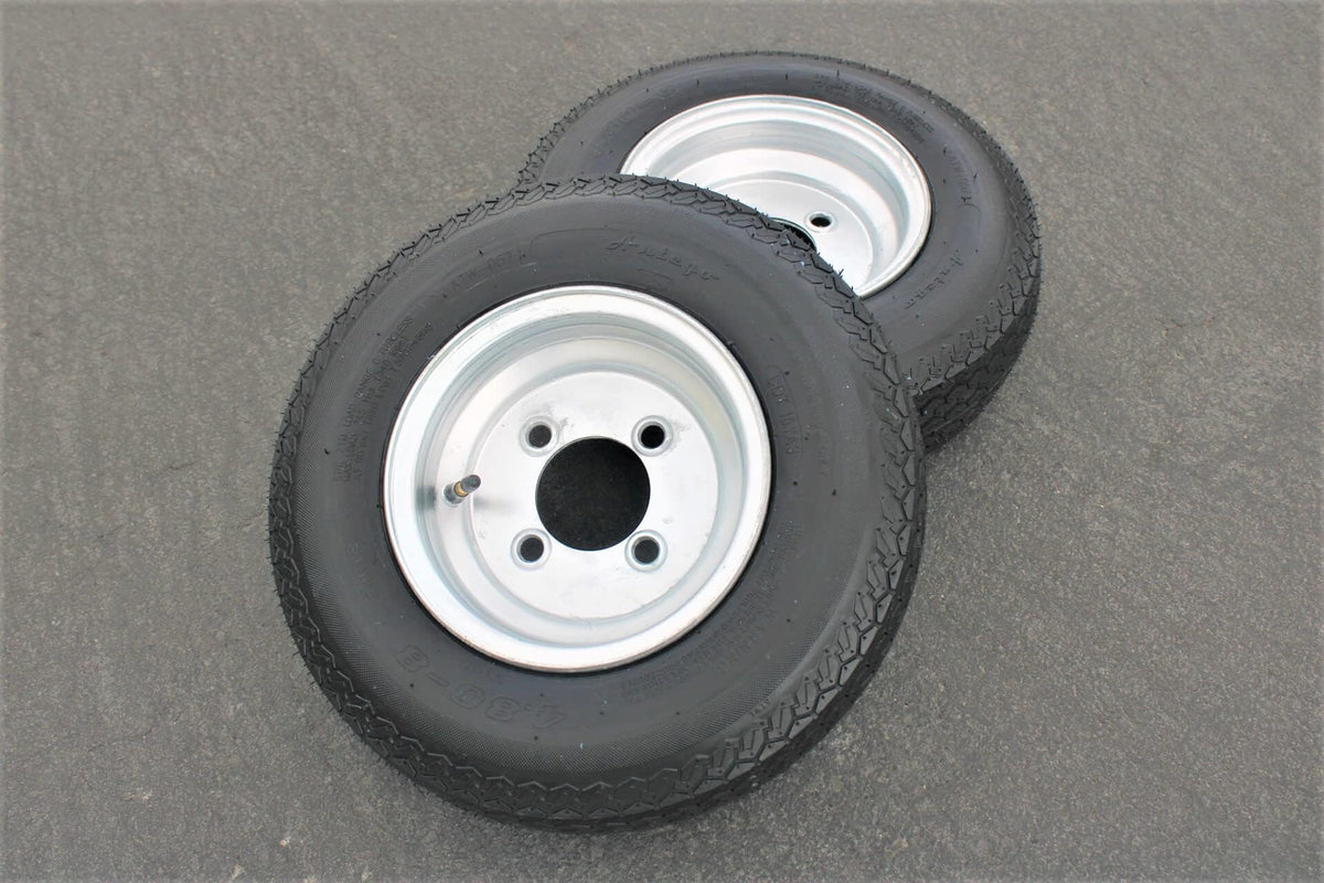 4.80-8 Trailer Tire & Wheel, 6 Ply, 4 Lug Galvanized, Set of 2 X1843