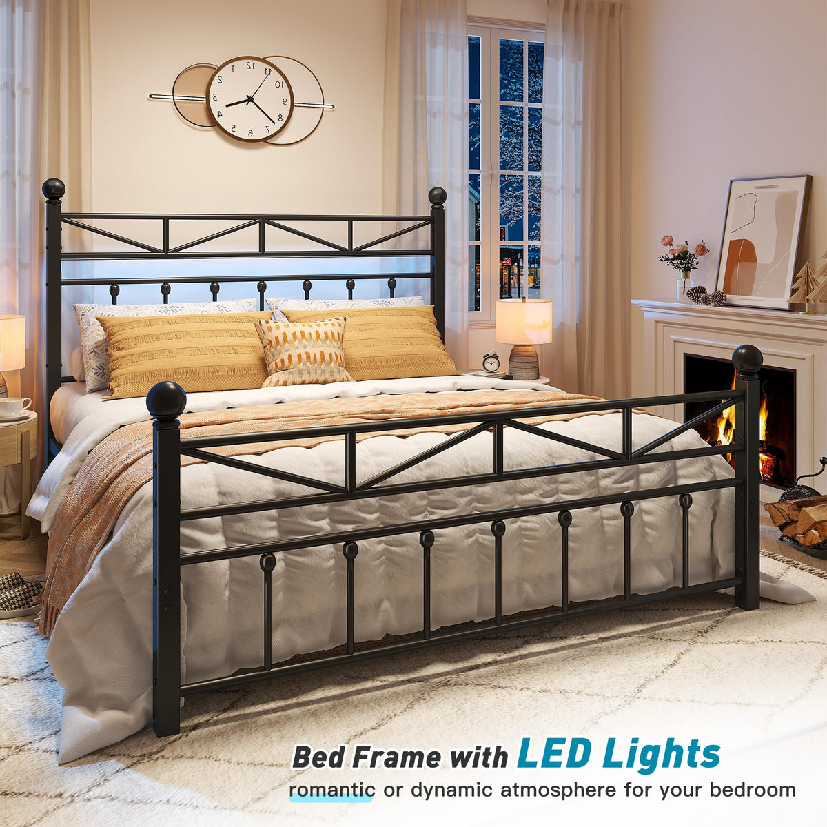 Black Queen Size Metal Bed Frame W254