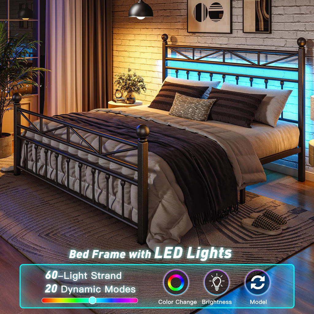 Black Queen Size Metal Bed Frame W254