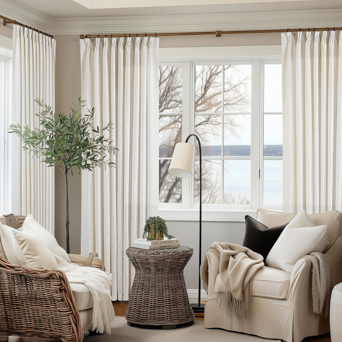 Natural Extra Wide Pinch Pleat 102 Inch Curtains C26347