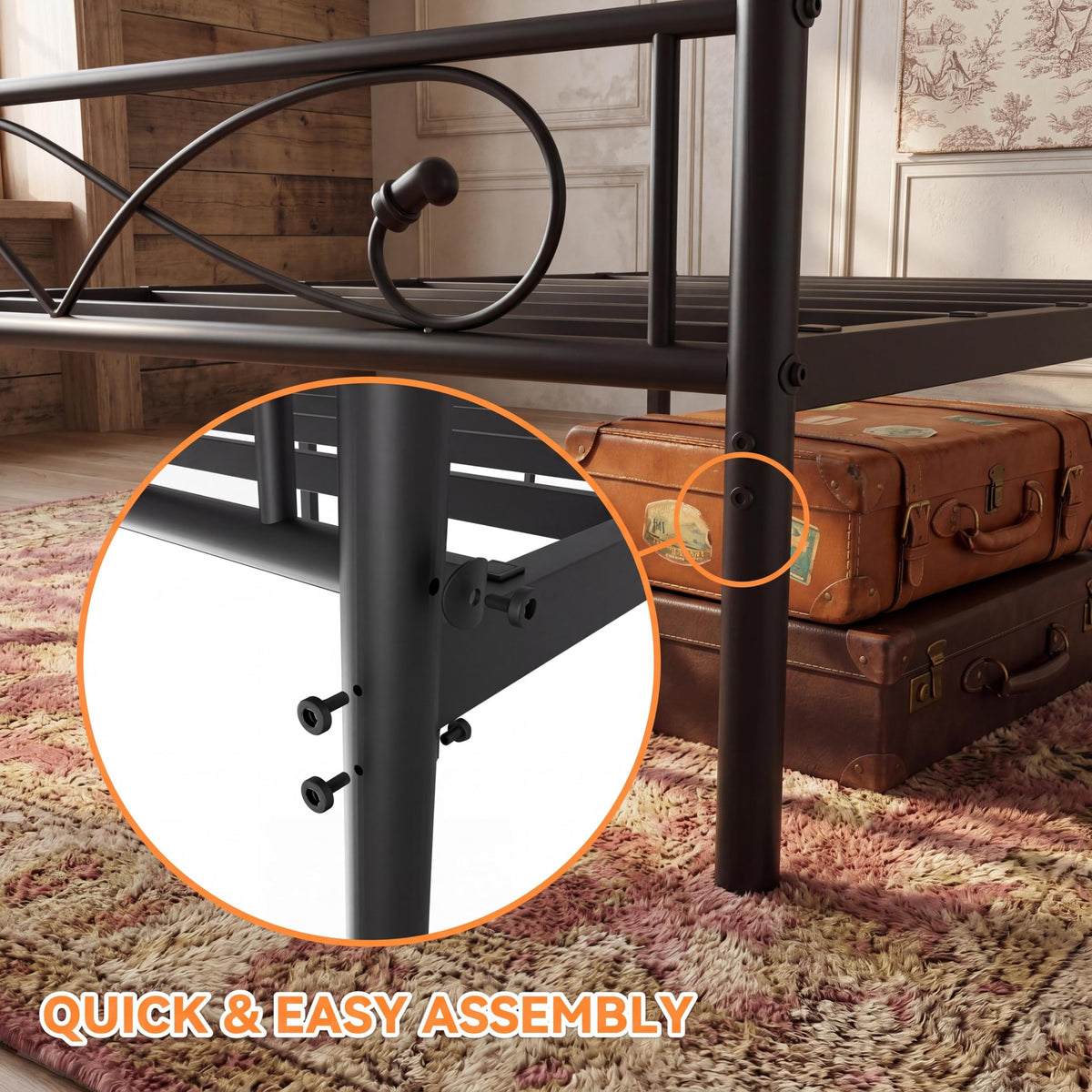 Full Size Metal Platform Bed with Under Storage P7200