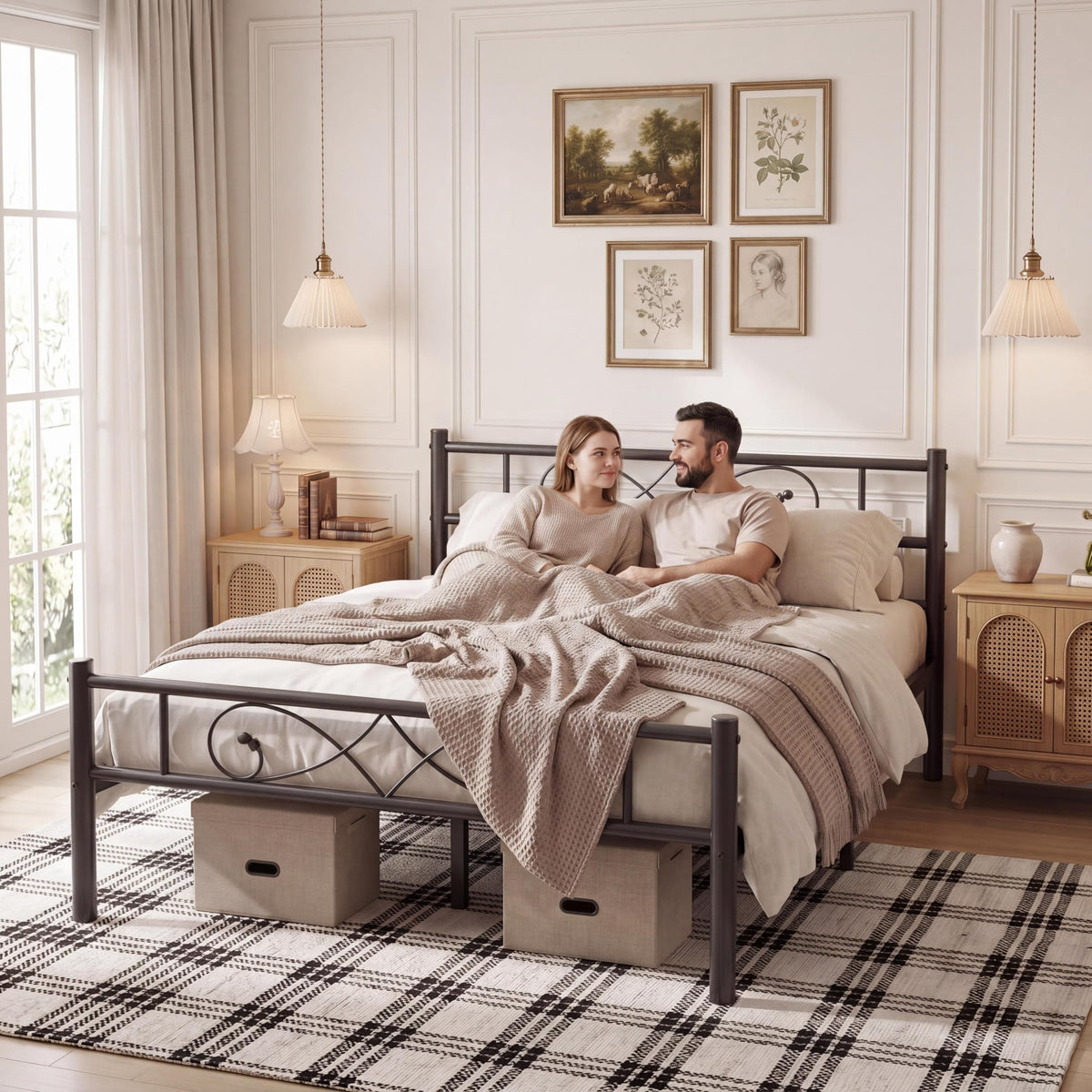 Full Size Metal Platform Bed with Under Storage P7200