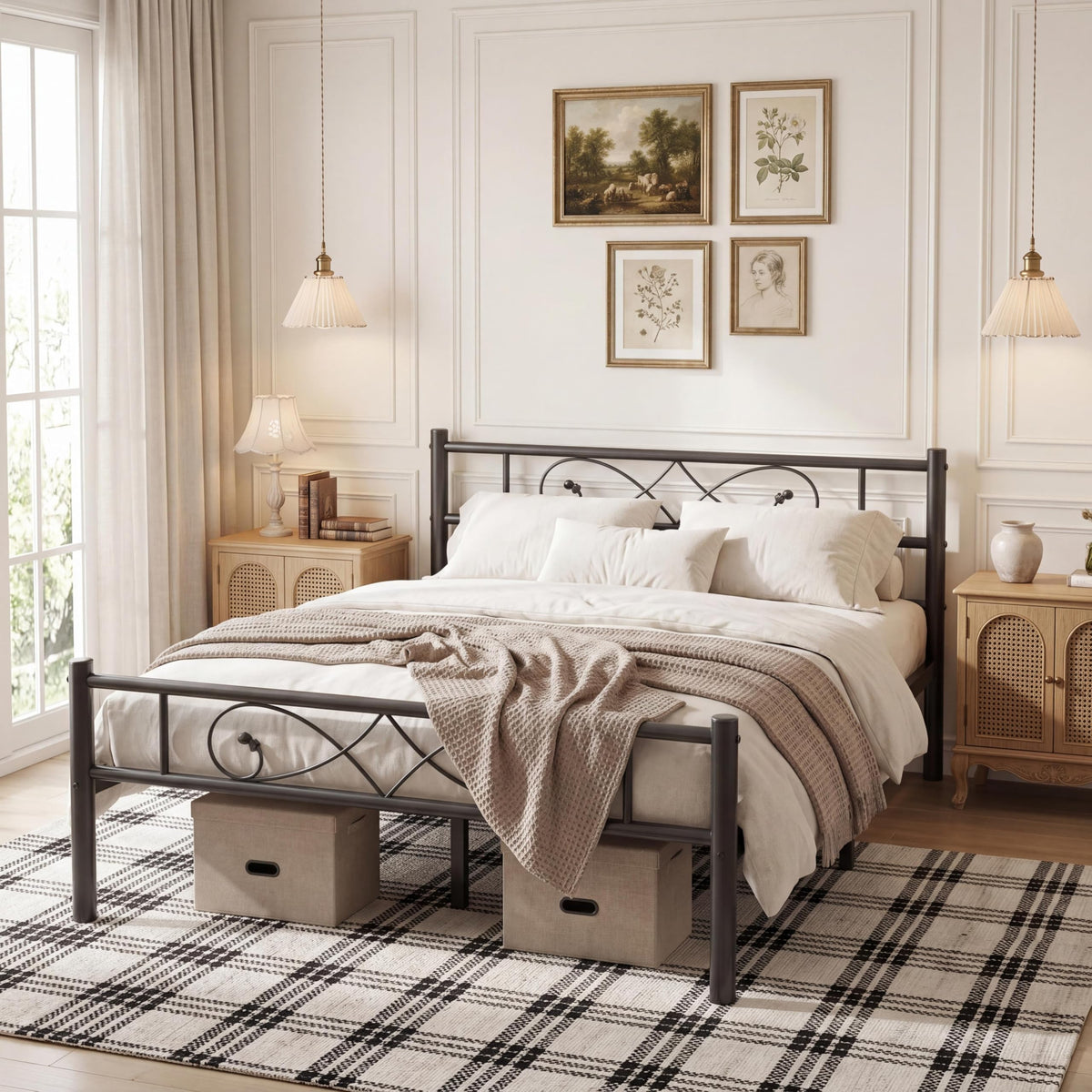 Full Size Metal Platform Bed with Under Storage P7200