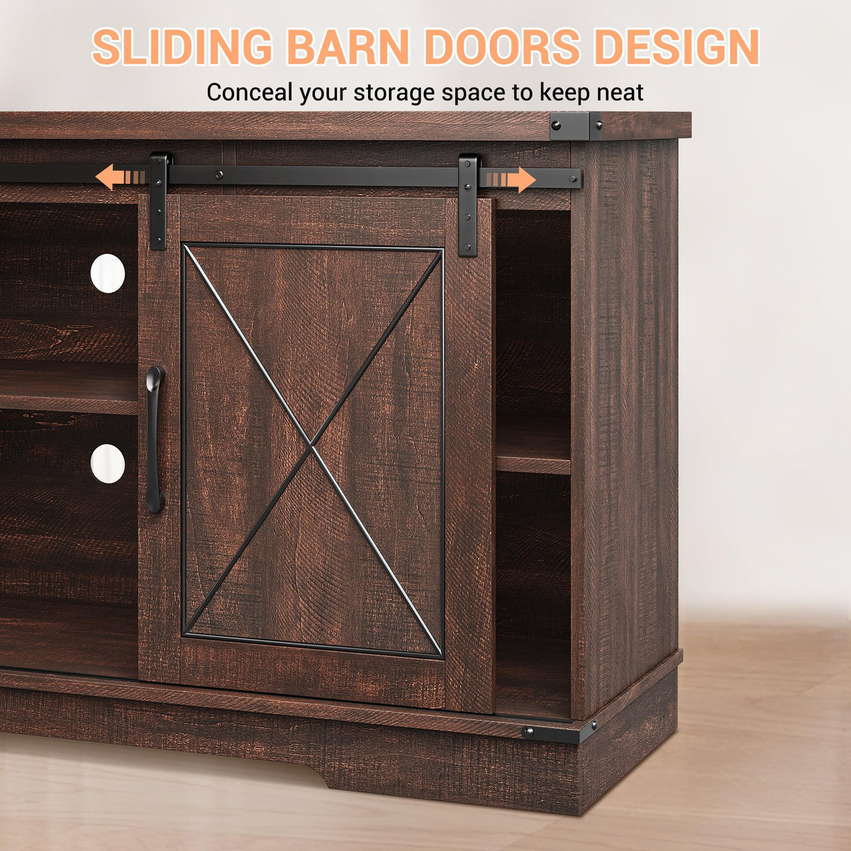 59 Inch TV Stand with Sliding Barn Doors A96208