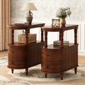 Set of 2 Slim Wood End Table with 2 Drawers & Shelf P72930