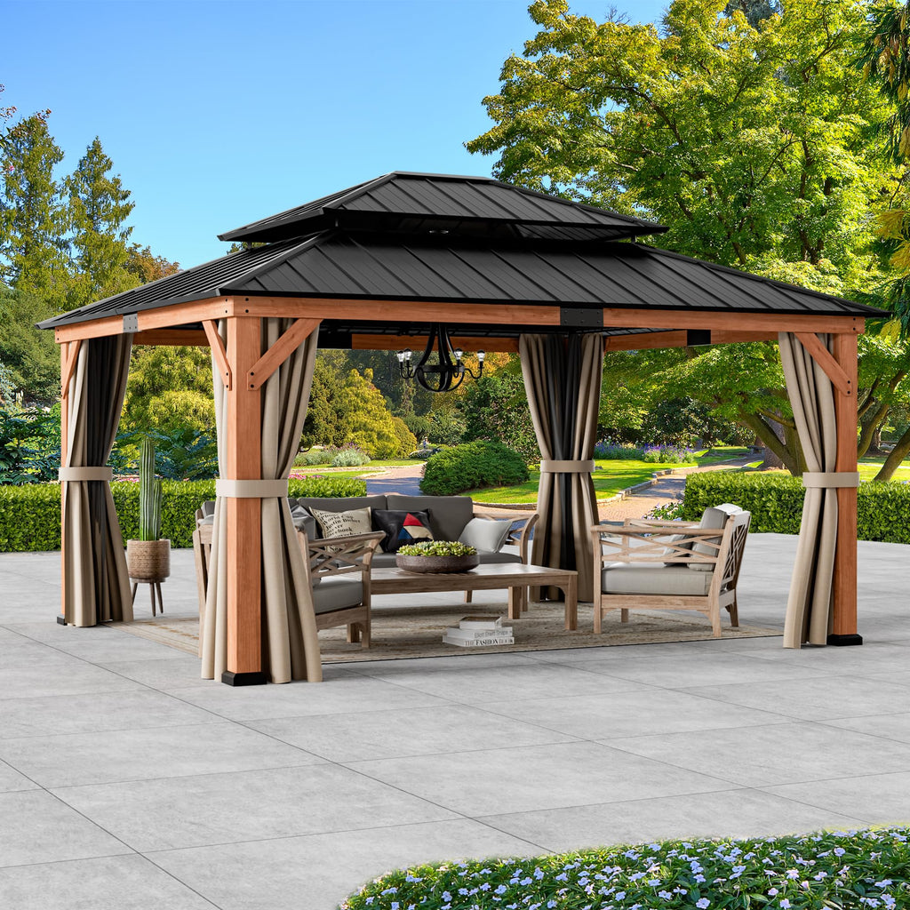 Wood Gazebo 13x15 with Galvanized Steel Roof G37820