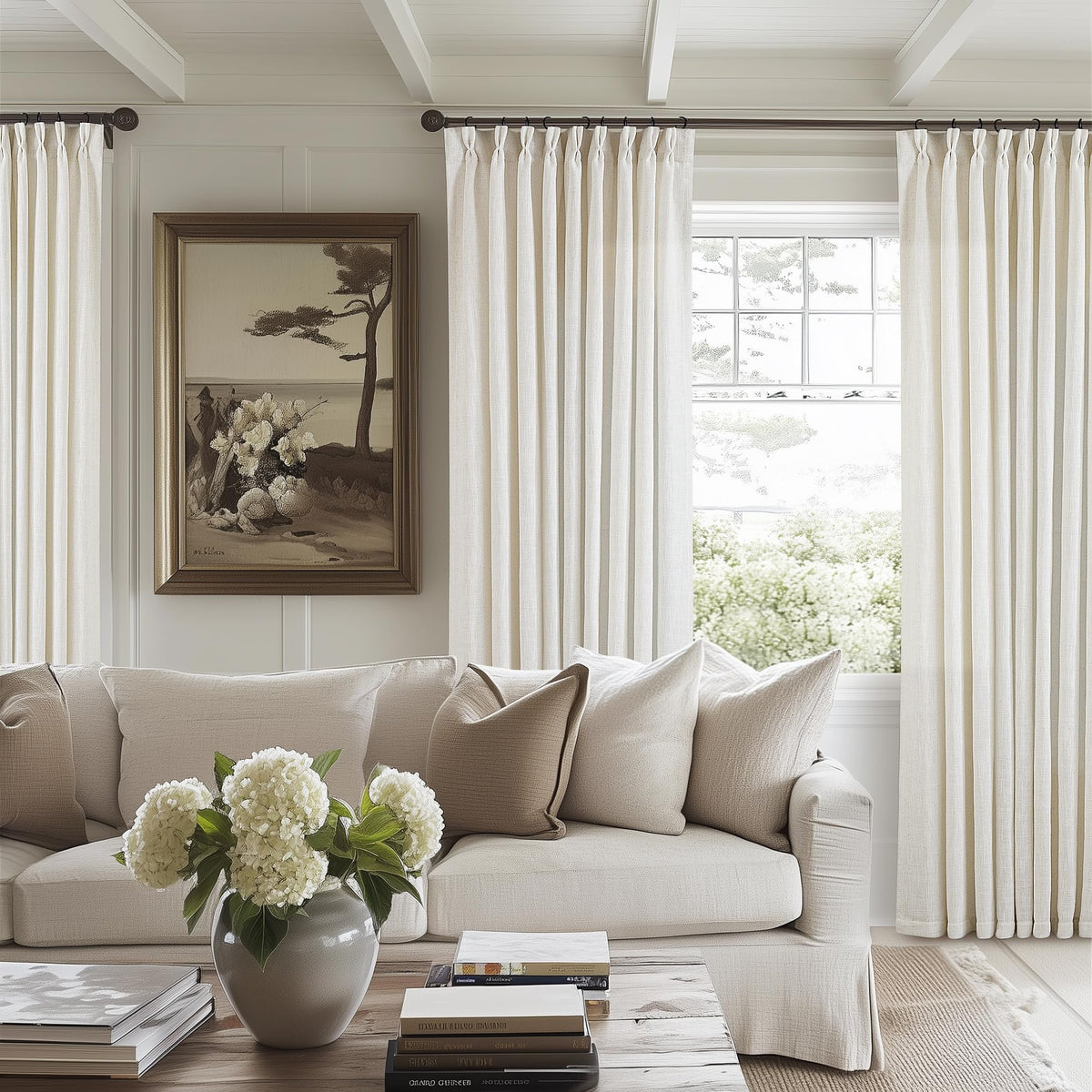 Natural Extra Wide Pinch Pleat 102 Inch Curtains C26347
