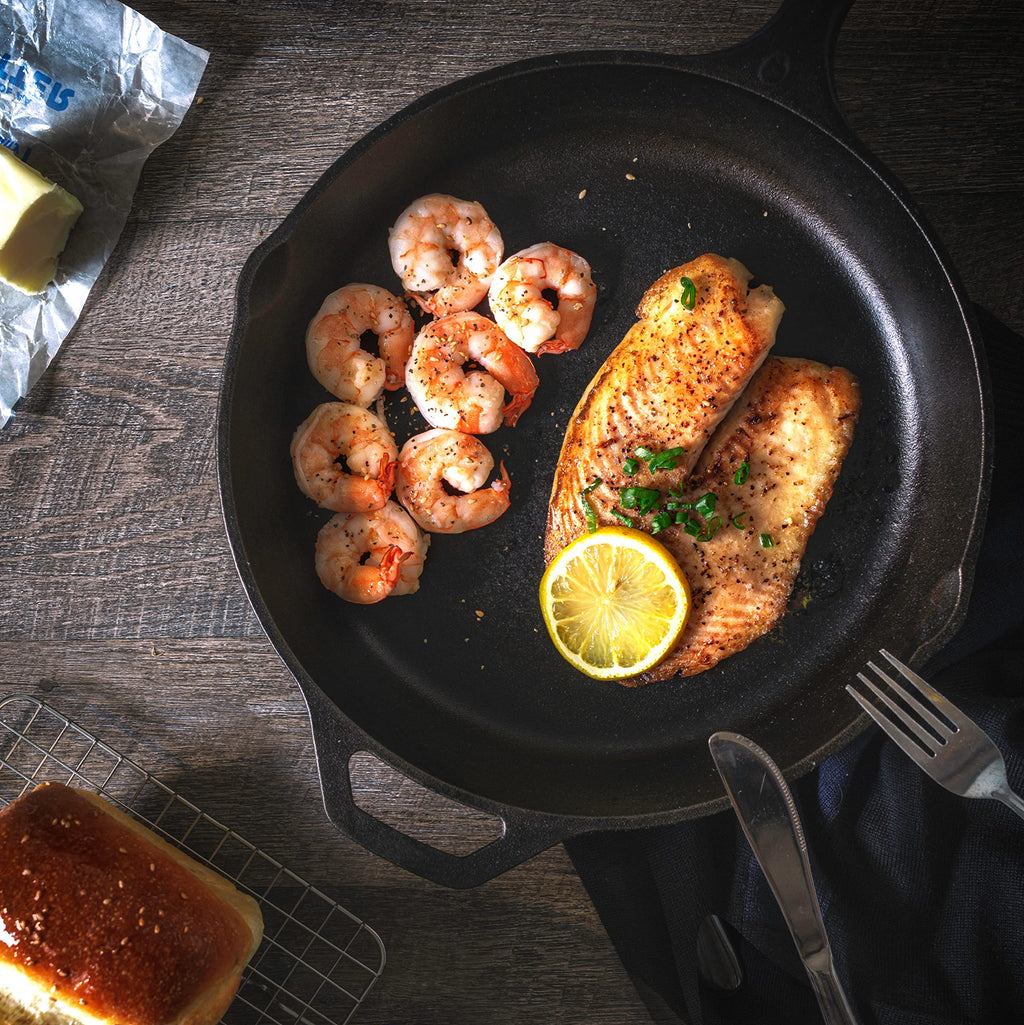 Cast Iron Skillet 10 Inch with Lid Black K258